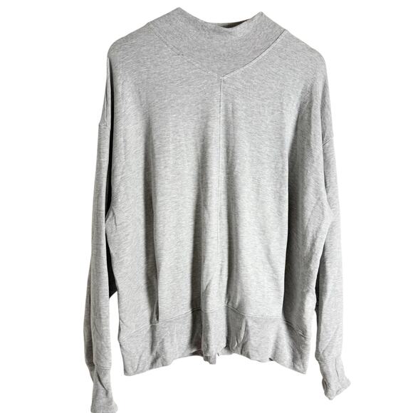 Athleta Apollo Gray Modal Mock Neck Long Sleeve Pullover Sweatshirt Size XL - Picture 2 of 10